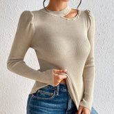 Einfacher einfarbiger Perlenpullover-Strickpullover